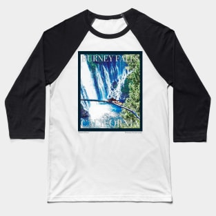 Burney Falls, CA Poster Baseball T-Shirt